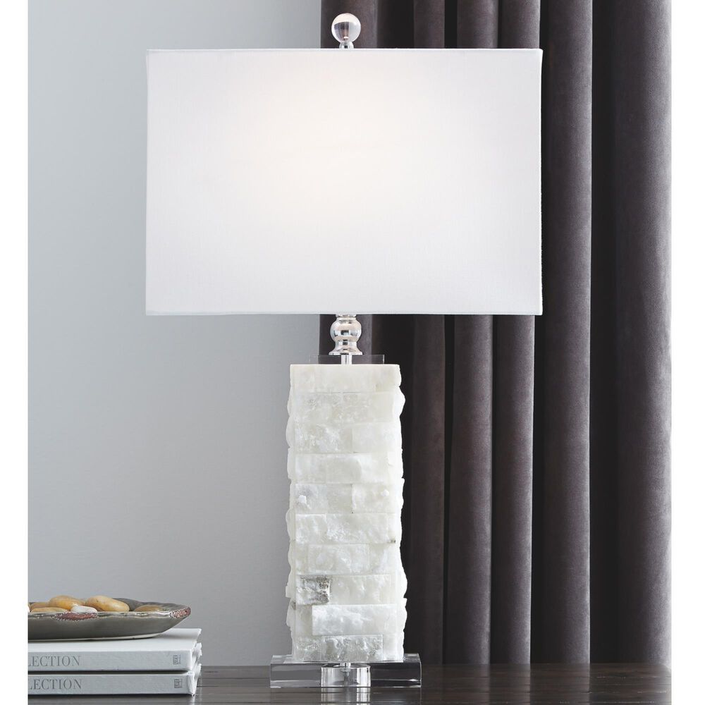 Ashley Malise Alabaster Table Lamp in White, , large