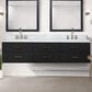 Lexora Home Castor 80" Double Bathroom Vanity in Black with 2 cm White Carrara Marble Top and Rectangular Sinks, , large