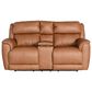 HomeStretch Tuscany Leather Power Reclining Console Loveseat in Butternut, , large