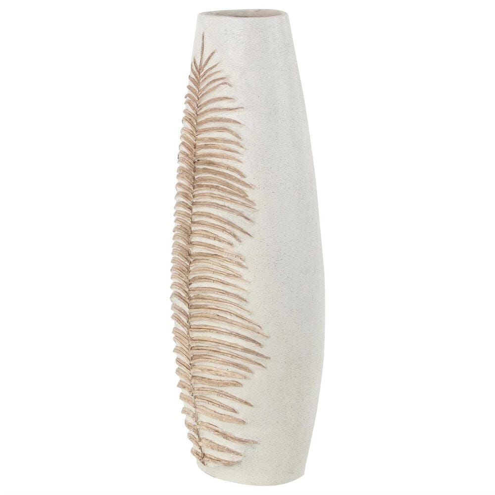 Maple and Jade Polystone Leaf Decorative Vase in Matte White, Terracotta and Brown, , large