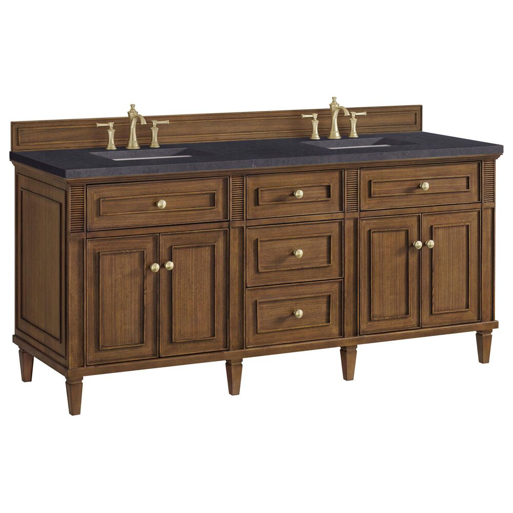 James Martin Vanities Lorelai 72"Double Vanity in Mid-Century Walnut with 3 cm Charcoal Soapstone Quartz Top, , large