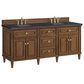 James Martin Vanities Lorelai 72"Double Vanity in Mid-Century Walnut with 3 cm Charcoal Soapstone Quartz Top, , large
