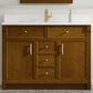 James Martin Bellshire 48" Single Bathroom Vanity in Honey Oak with Single Hole 3 cm White Zeus Silestone Top and Rectangular Sink, , large