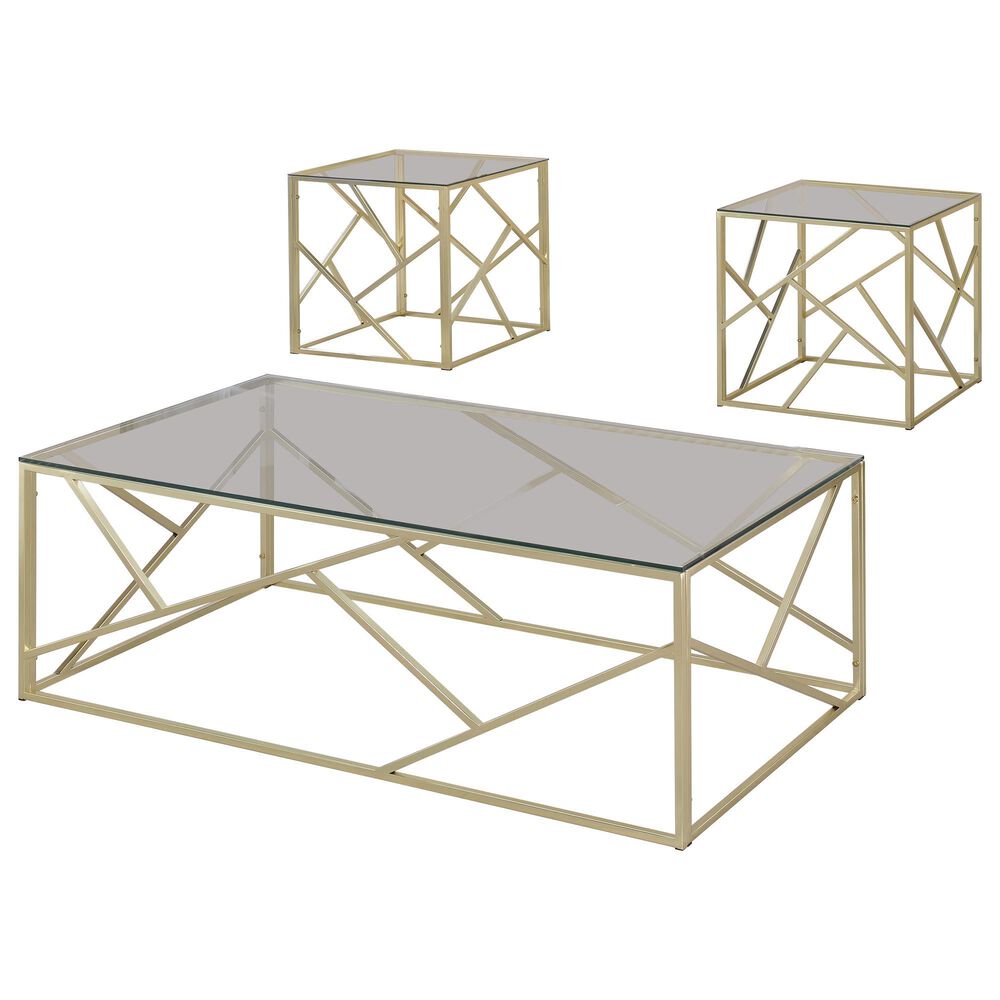 Furniture of America Muniz 3-Piece Occasional Table Set in Champagne, , large