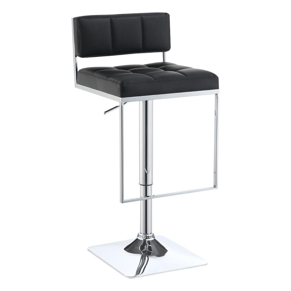 Pacific Landing Adjustable Bar Stool with Black Seat in Chrome, , large