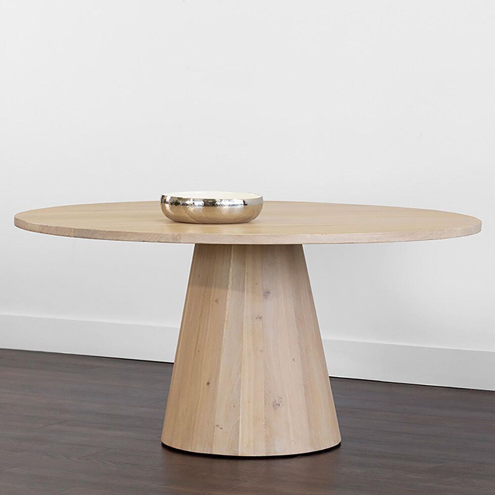 37B Althea Round Dining Table in Light Oak - Only Table, , large