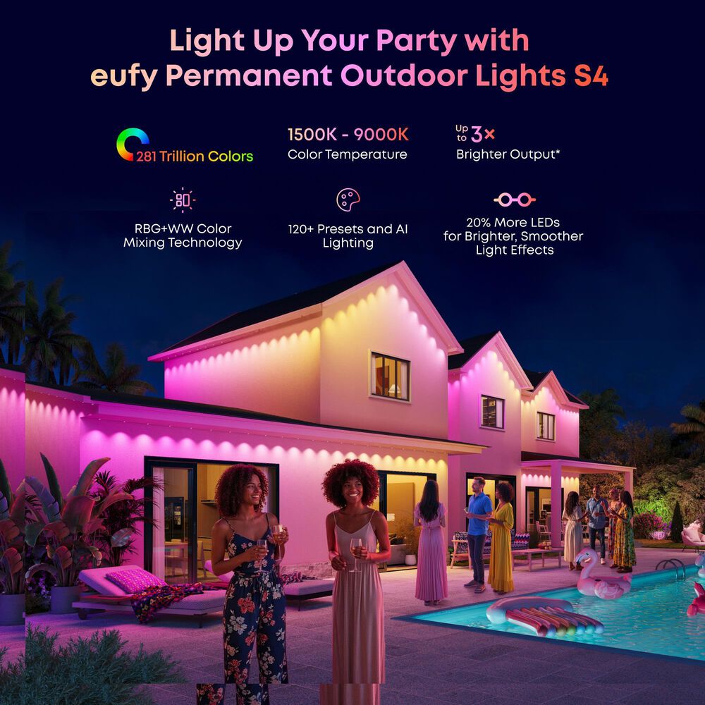 eufy S4 100ft Permanent Outdoor Light Kit in White, , large