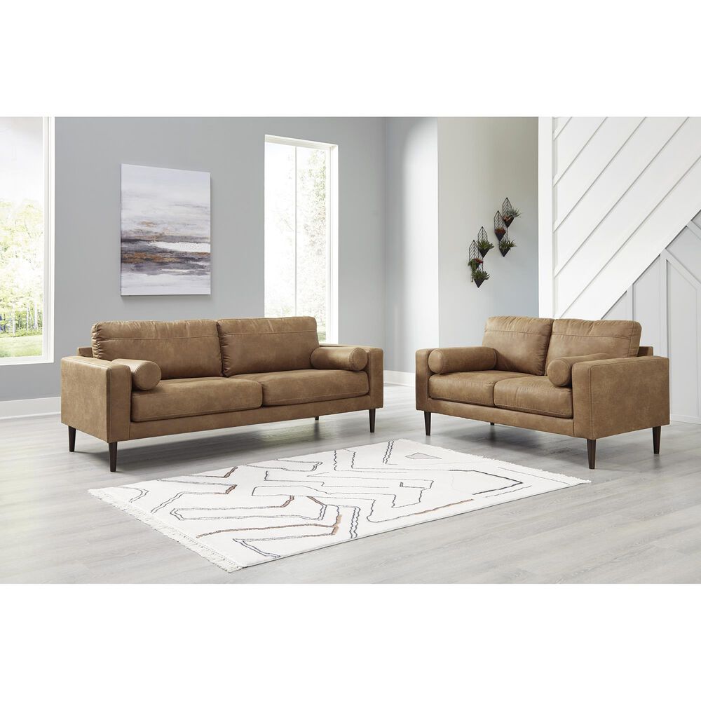 Ashley Telora Stationary Loveseat in Caramel, , large