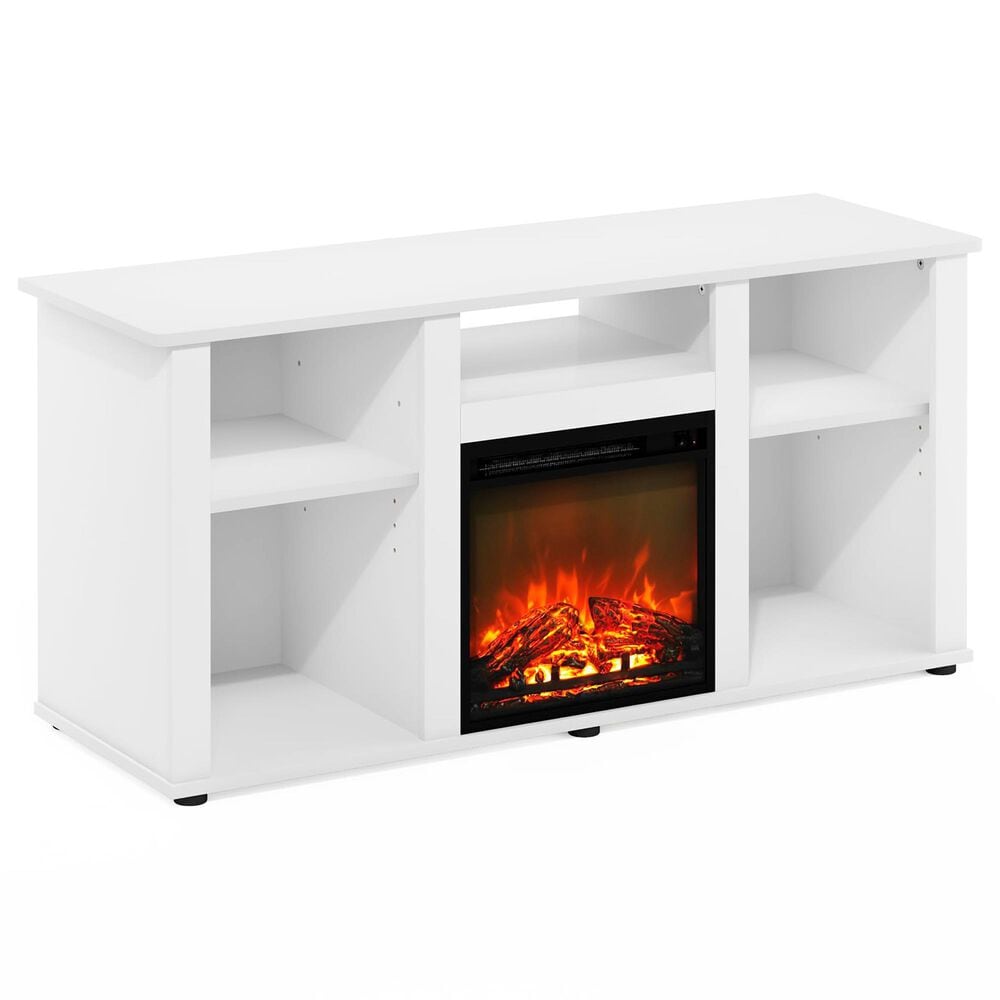 HOMLUX 47" Rectangular TV Stand with Electric Fireplace in White, , large