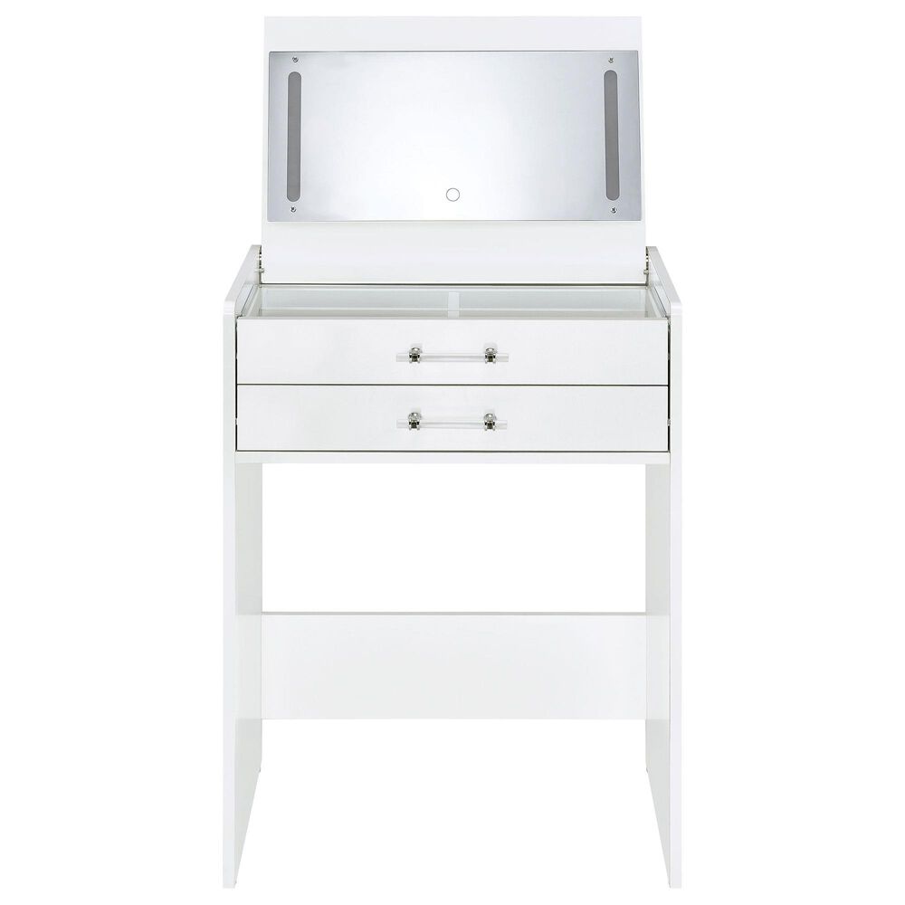 Pacific Landing Danbury 3-Drawer Makeup Vanity Set in White High Gloss, , large