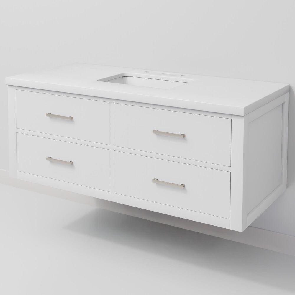 Lexora Home Castor 48" Single Bathroom Vanity in White with 2 cm White Cultured Marble Top and Rectangular Sink, , large