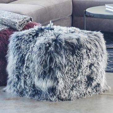 Moe"s Home Collection Lamb Fur Pouf in Black Snow, , large
