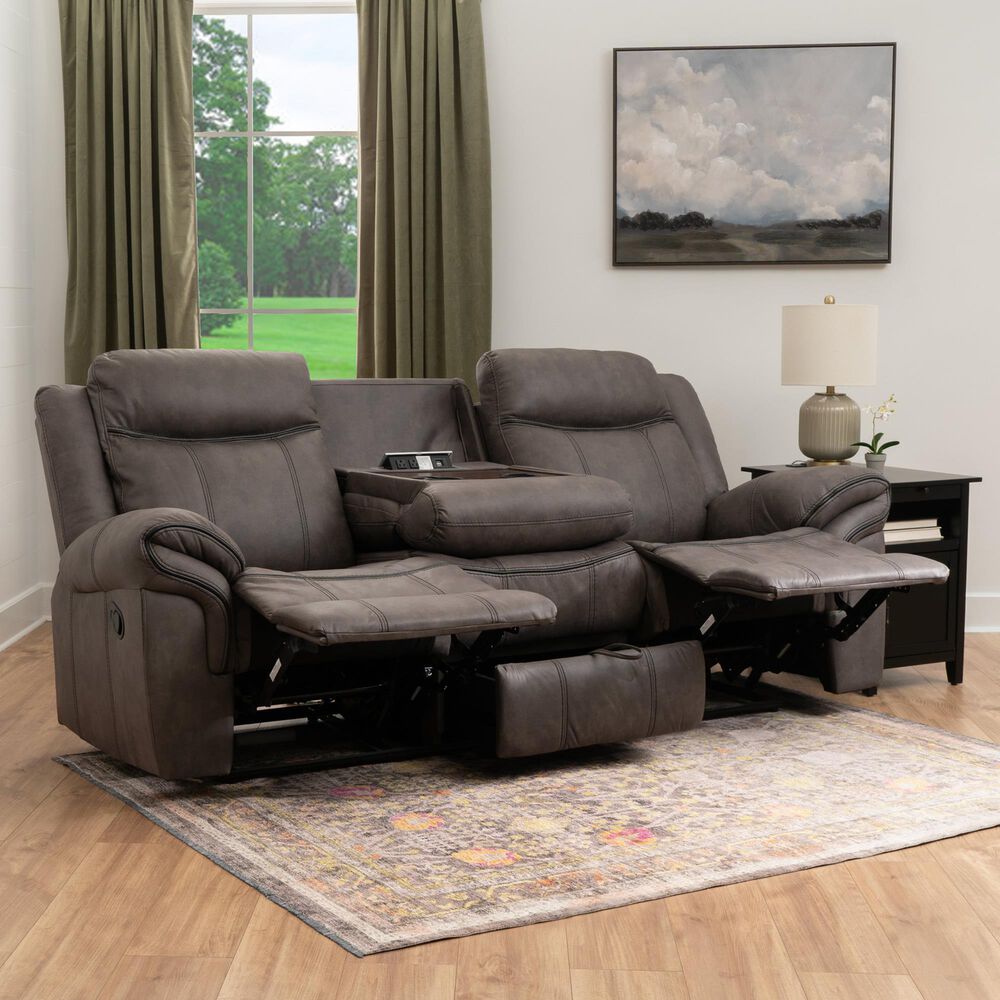 Linon Home Decor Galloway Manual Sofa in Stone Gray, , large