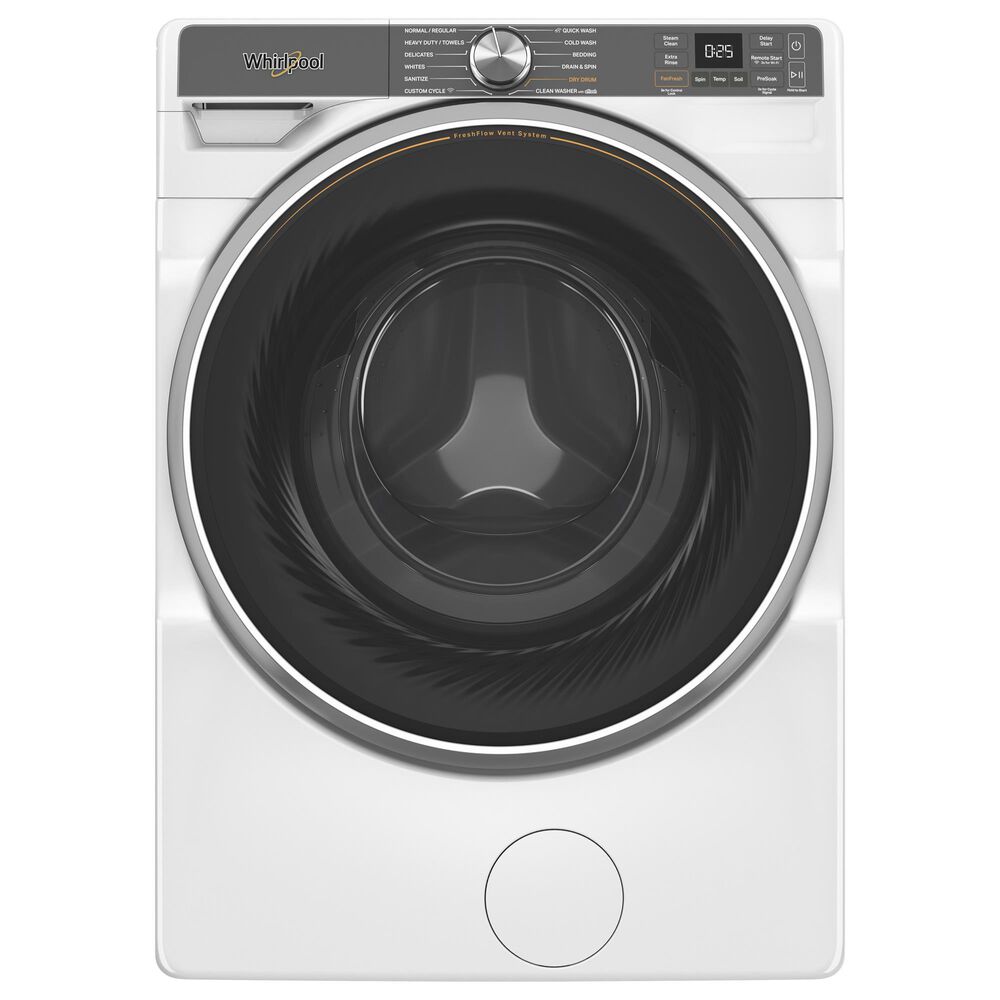 Whirlpool 5.0 Cu. Ft. Smart Front Load Washer and 7.4 Cu. Ft. Smart Electric Dryer Laundry Pair in White, , large