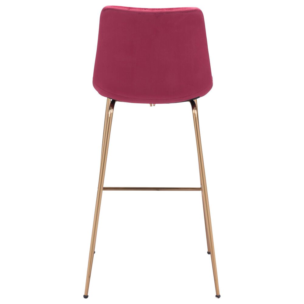 Zuo Modern Tony Bar Stool in Red and Gold, , large