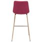 Zuo Modern Tony Bar Stool in Red and Gold, , large