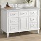 James Martin Vanities Lorelai 48" Single Bathroom Vanity in Bright White with 3 cm Eternal Jasmine Pearl Silestone Top, Rectangular Sink and FreePower Wireless Charger, , large
