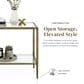 Furniture of America Lalia End Table with Tempered Glass Top and Open Storage Shelf in Matte Gold, , large