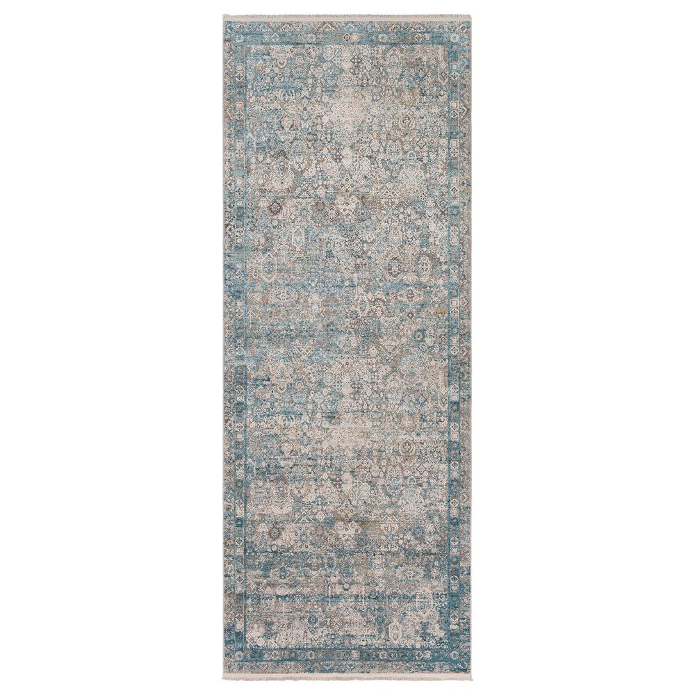 Surya Solar 3" x 8" Gray, Teal, Dark Blue, Light Gray, Charcoal and Mustard Runner, , large