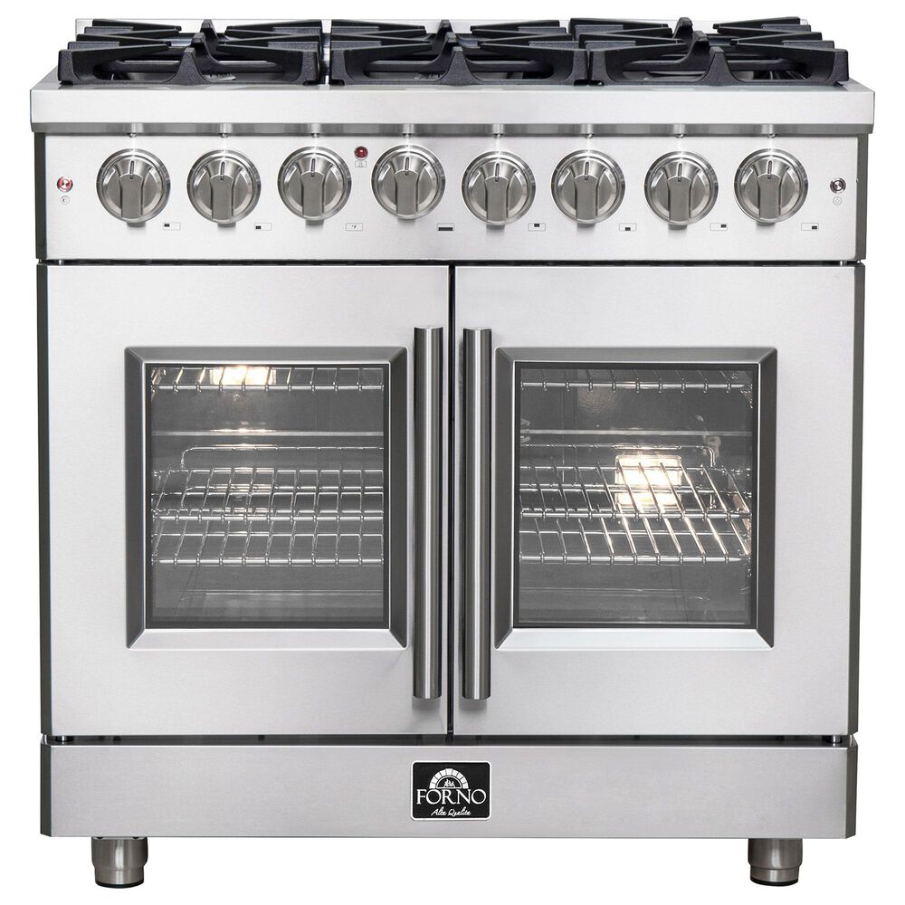 Forno Massimo 36" Freestanding French Door Dual Fuel Range in Stainless Steel, , large