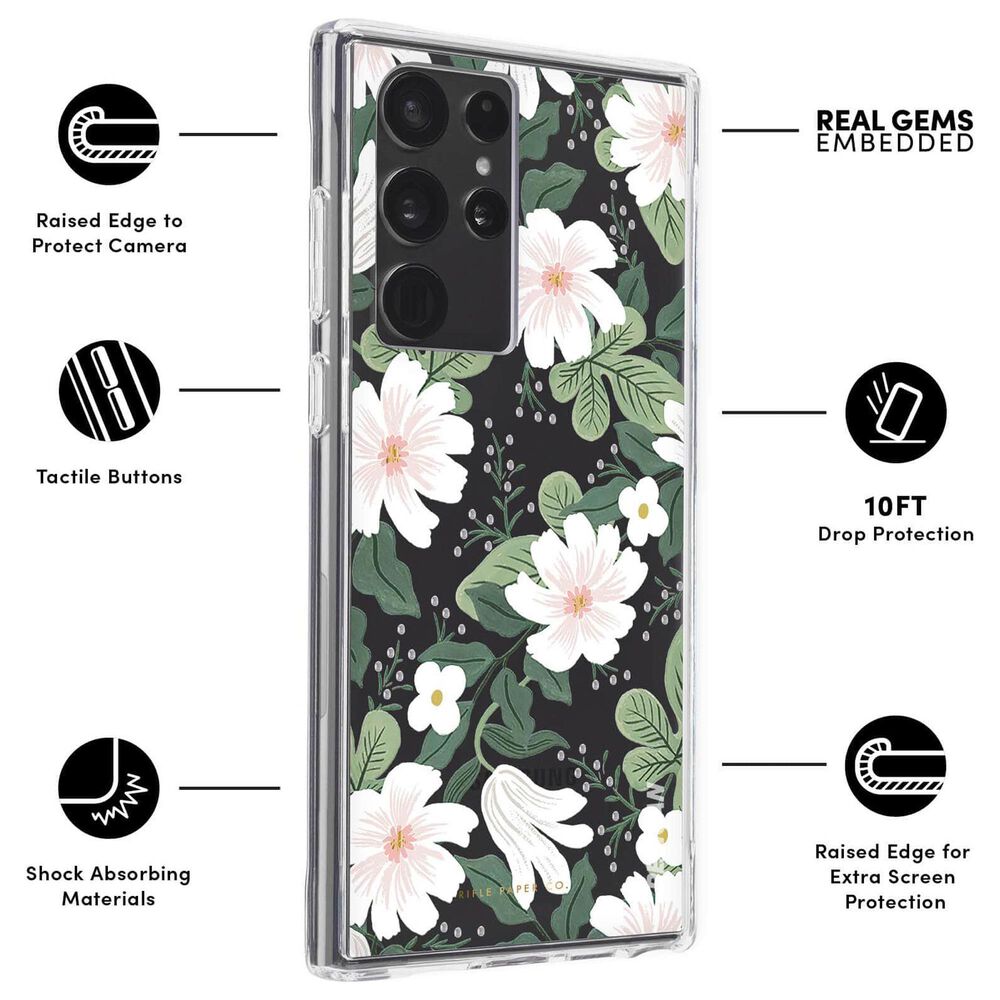 Rifle Paper Co. Ultra Slim Antimicrobial Case for Samsung Galaxy S22 Ultra in Willow, , large