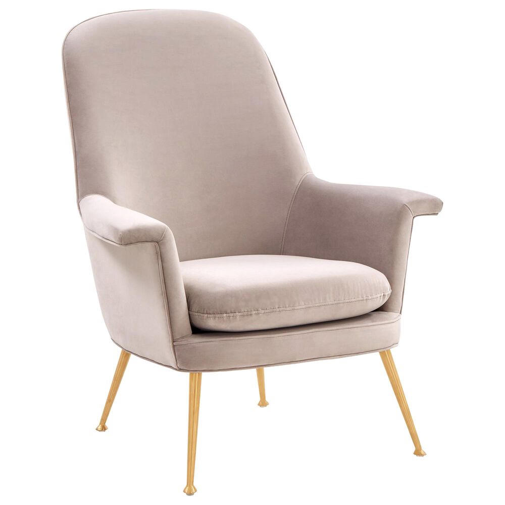 Safavieh Aimee Arm Chair in Pale Taupe Velvet and Gold, , large