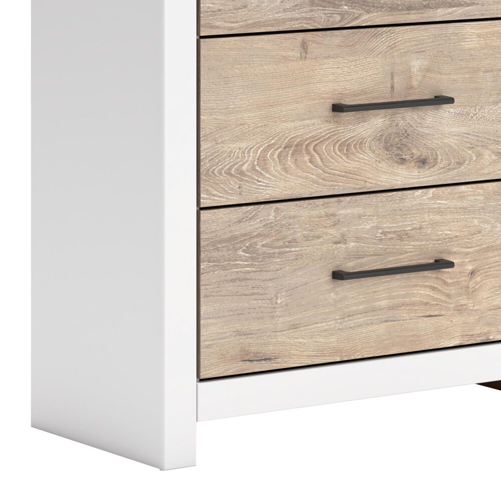 Ashley Charbitt 5-Drawer Chest in Matte White and Replicated Oak Grain, , large
