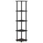 HOMLUX 5-Tier Modern Tall Corner Open Bookshelf in Espresso and Black, , large
