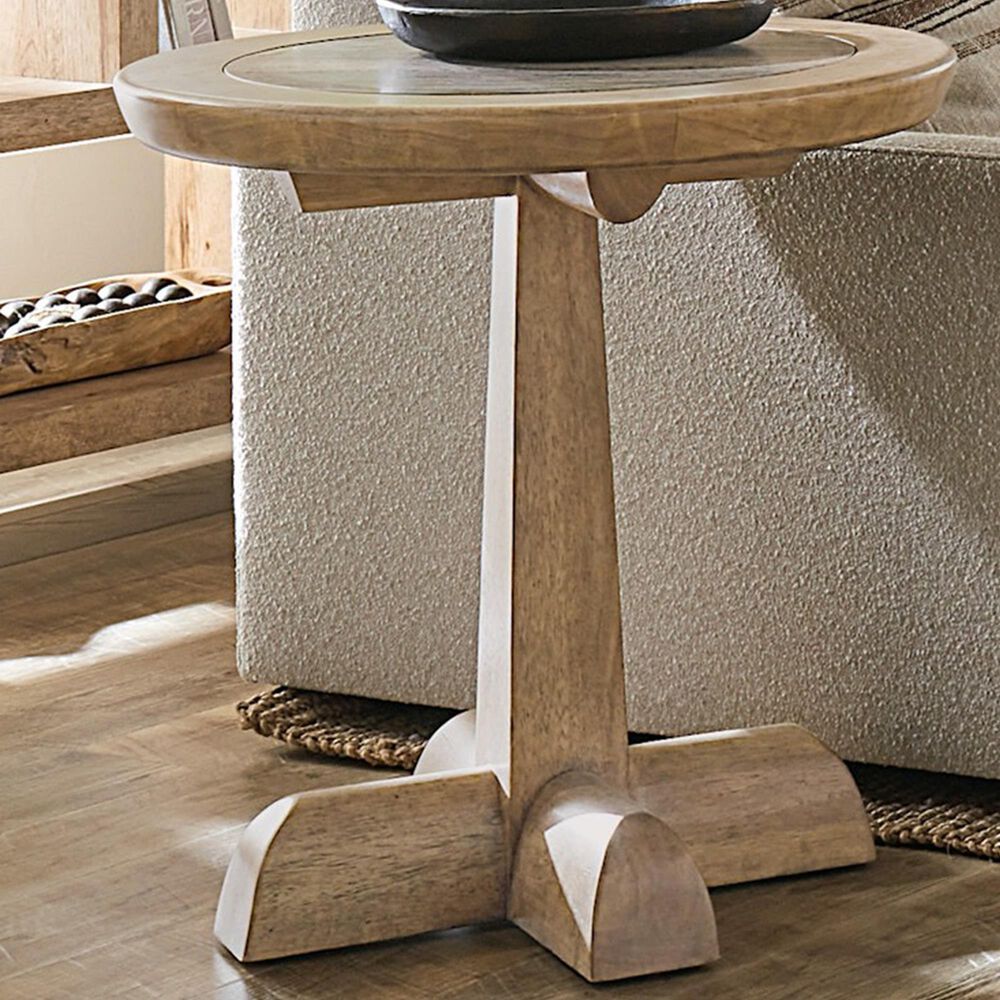 Hooker Furniture Vineyard Row Round End Table in Sonoma, Gray, Beige, Cream and Brown, , large