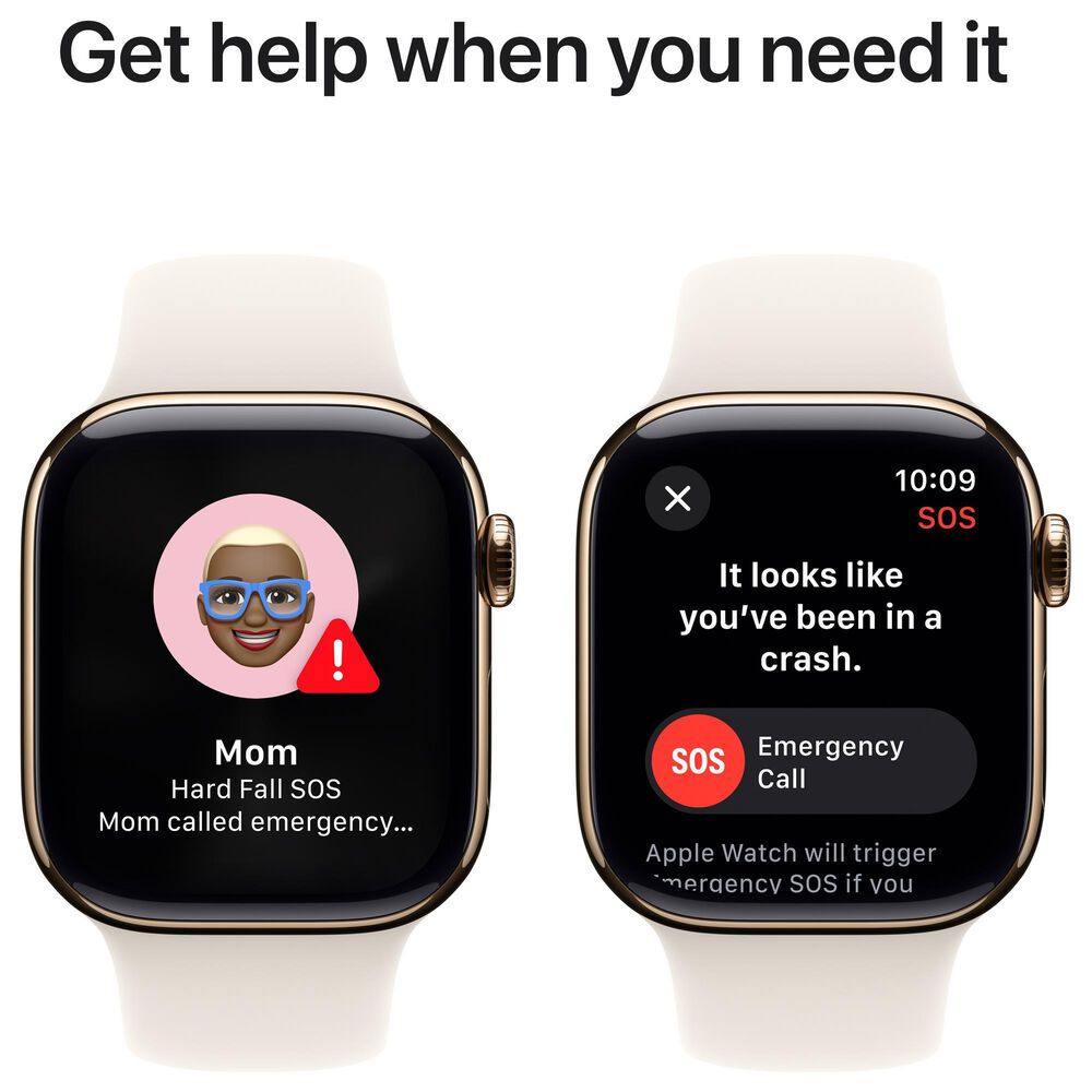 Apple Watch Series 10 GPS + Cellular 42mm Gold Titanium Case with Starlight Sport Band - M/L, , large