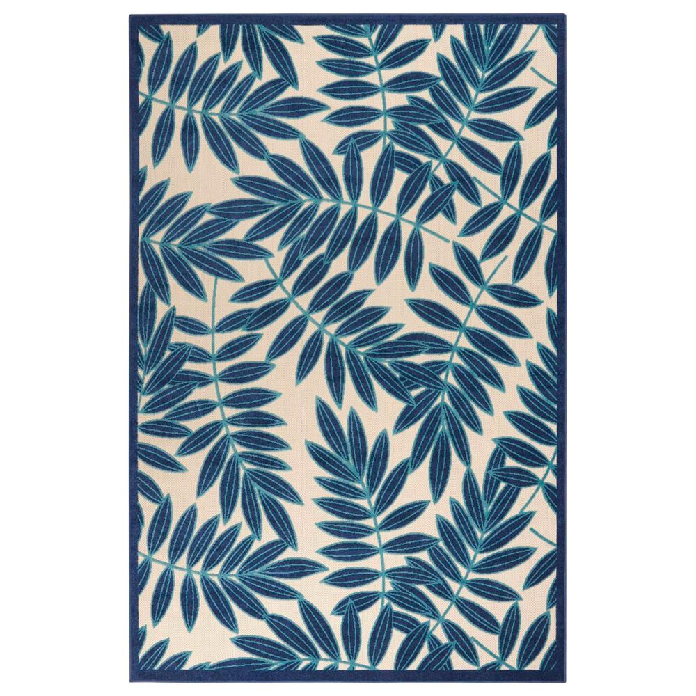 Nourison Aloha Floral 7" x 10" Navy Indoor/Outdoor Area Rug, , large