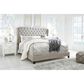 Signature Design by Ashley Jerary Queen Wingback Upholstered Bed in Light Gray, , large