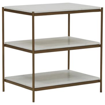 Joybird Greta Nightstand in Antique Brass and White Marble, , large