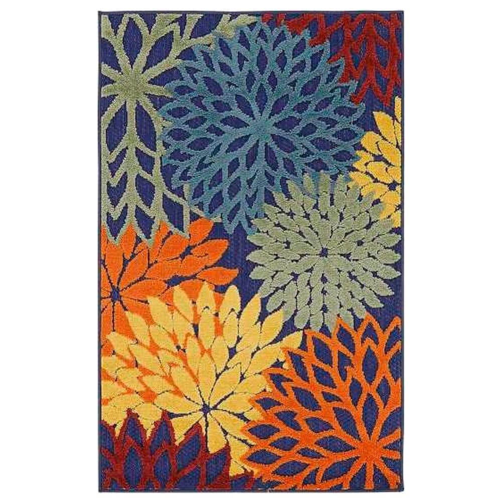 Nourison Aloha ALH05 2"8" x 4" Navy and Multicolor Indoor/Outdoor Area Rug, , large