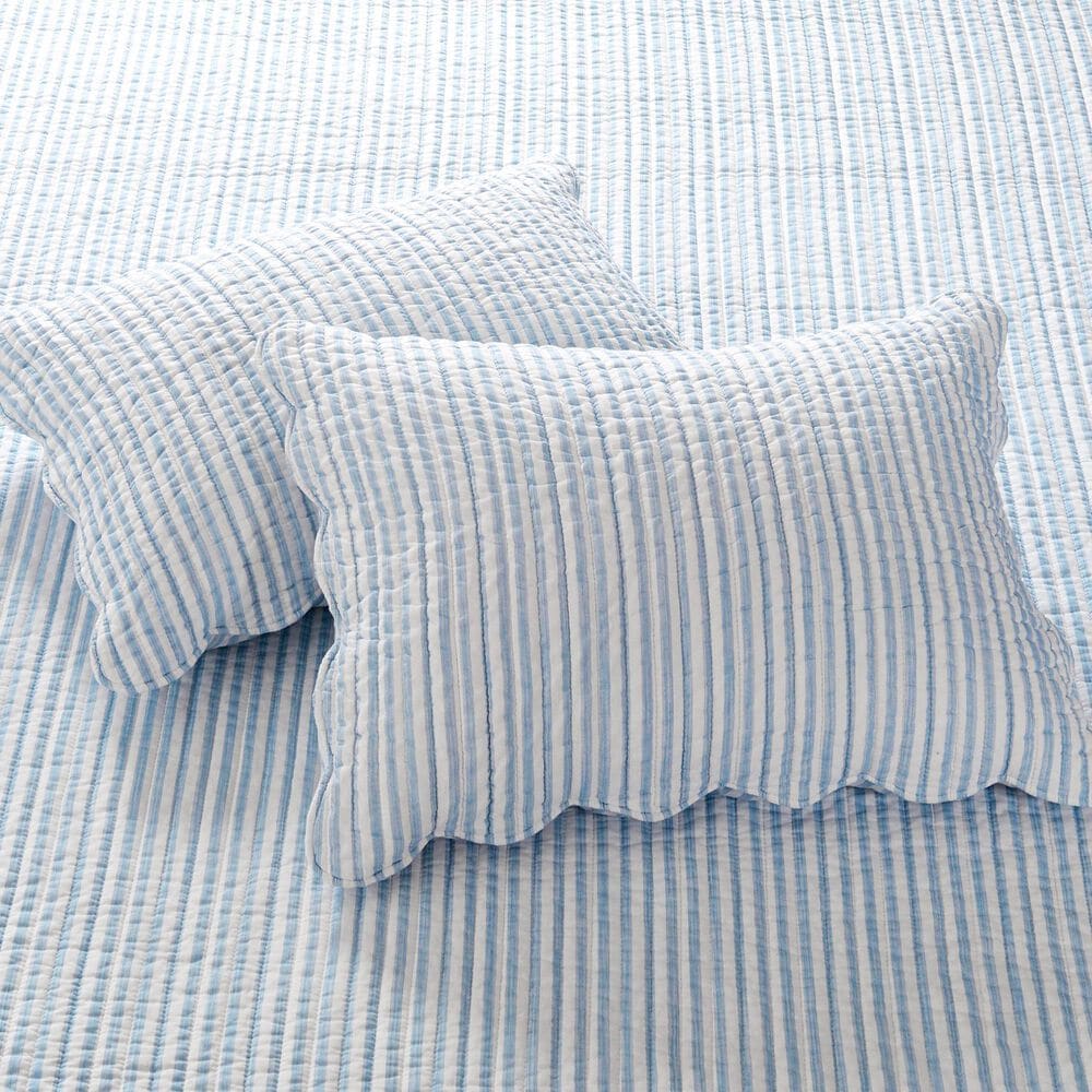 Levtex Martha Stripe 3-Piece King Quilt Set in Blue and White, , large
