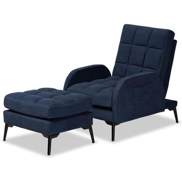 Baxton Studio Belden Lounge Chair and Ottoman in Navy Blue, , large