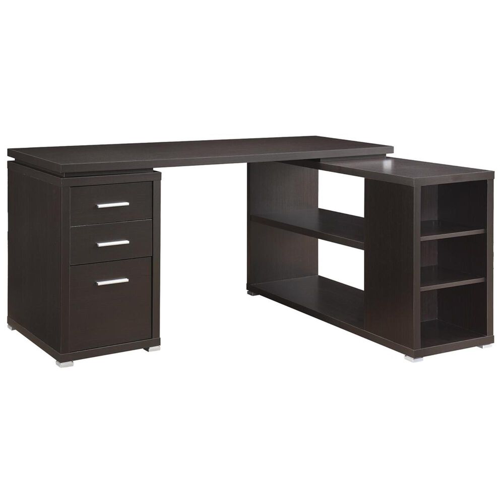 Pacific Landing Yvette L-Shape Computer Desk in Cappuccino, , large
