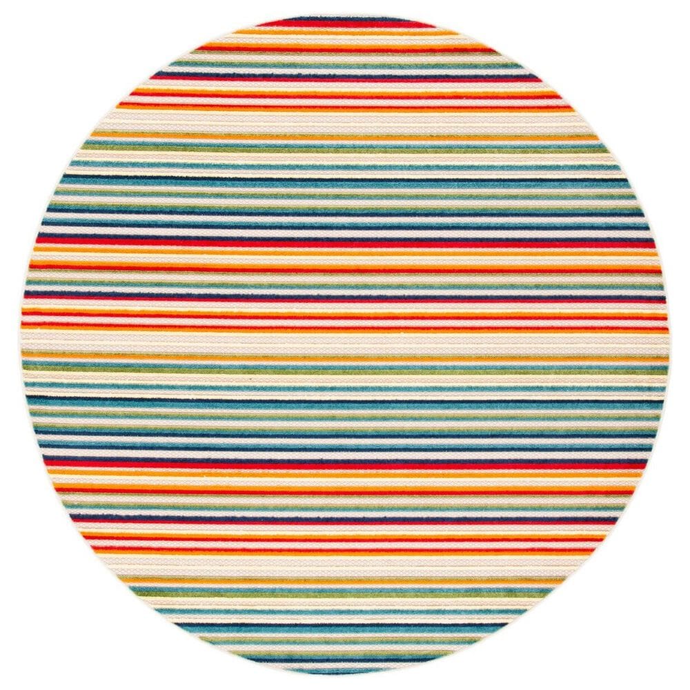 Safavieh Cabana CBN323A 3" Round Ivory and Green Indoor/Outdoor Area Performance Rug, , large