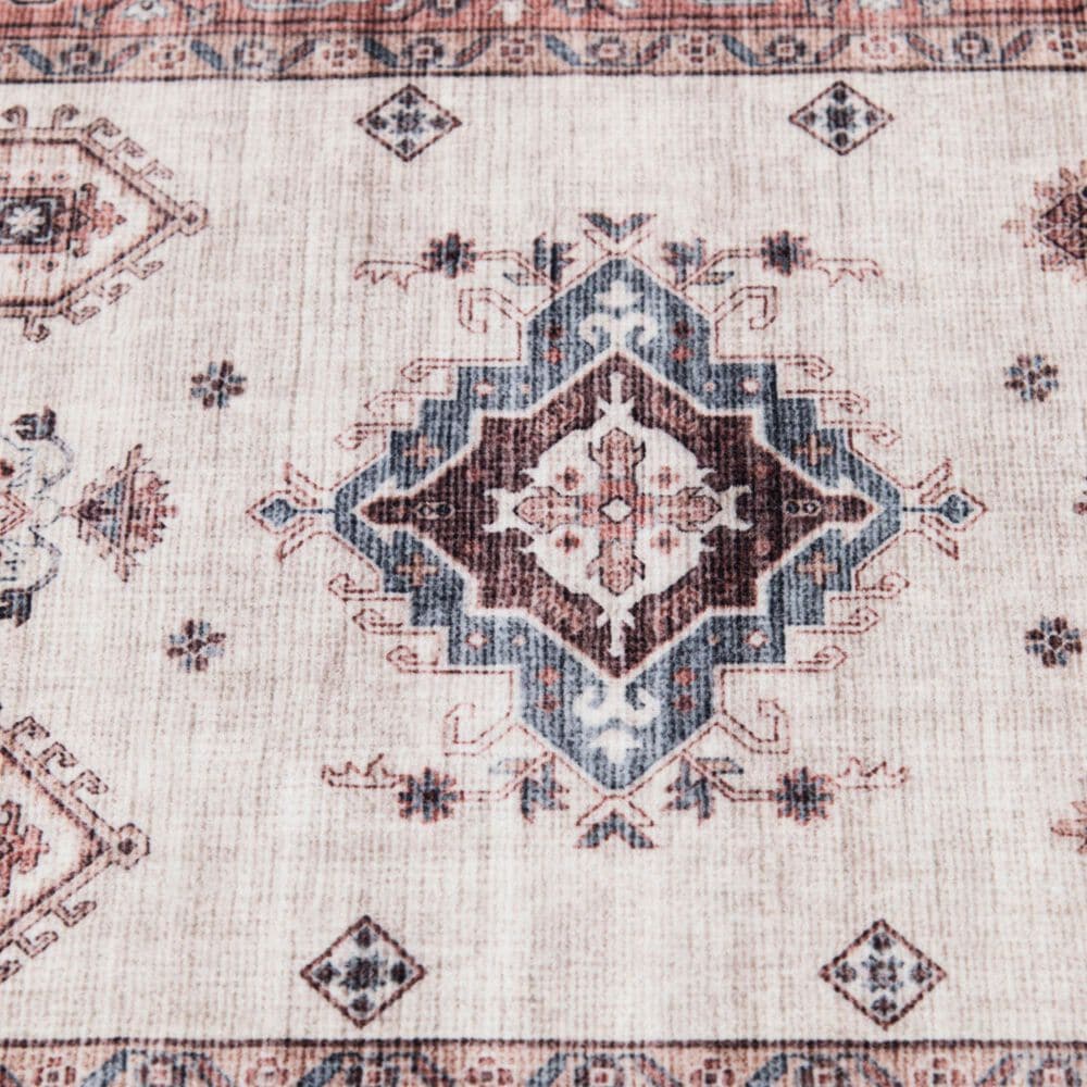 Central Oriental Rugease Velveteen Raquel Red and Beige 2&#39;3&quot; x 6&#39; Runner, , large