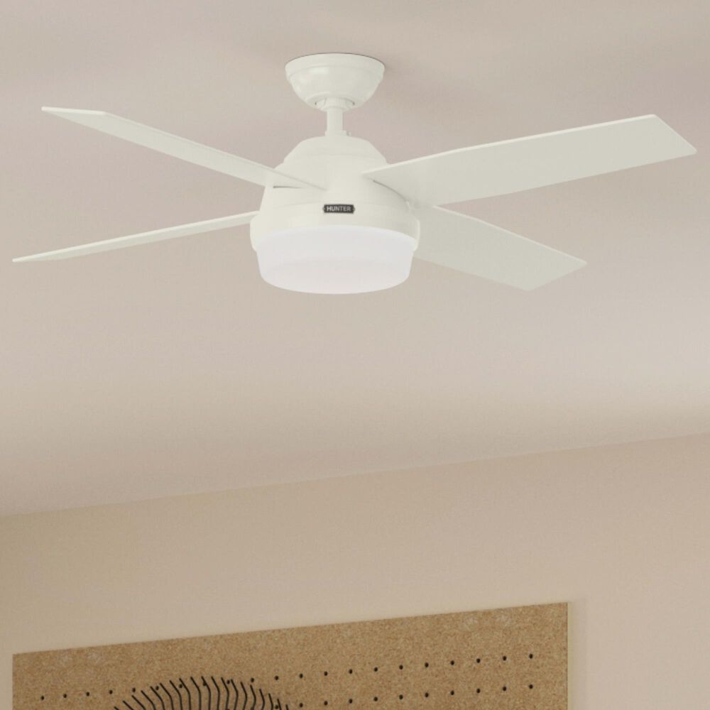 Hunter Dempsey 52&quot; Outdoor Ceiling Fan with Lights in Fresh White, , large