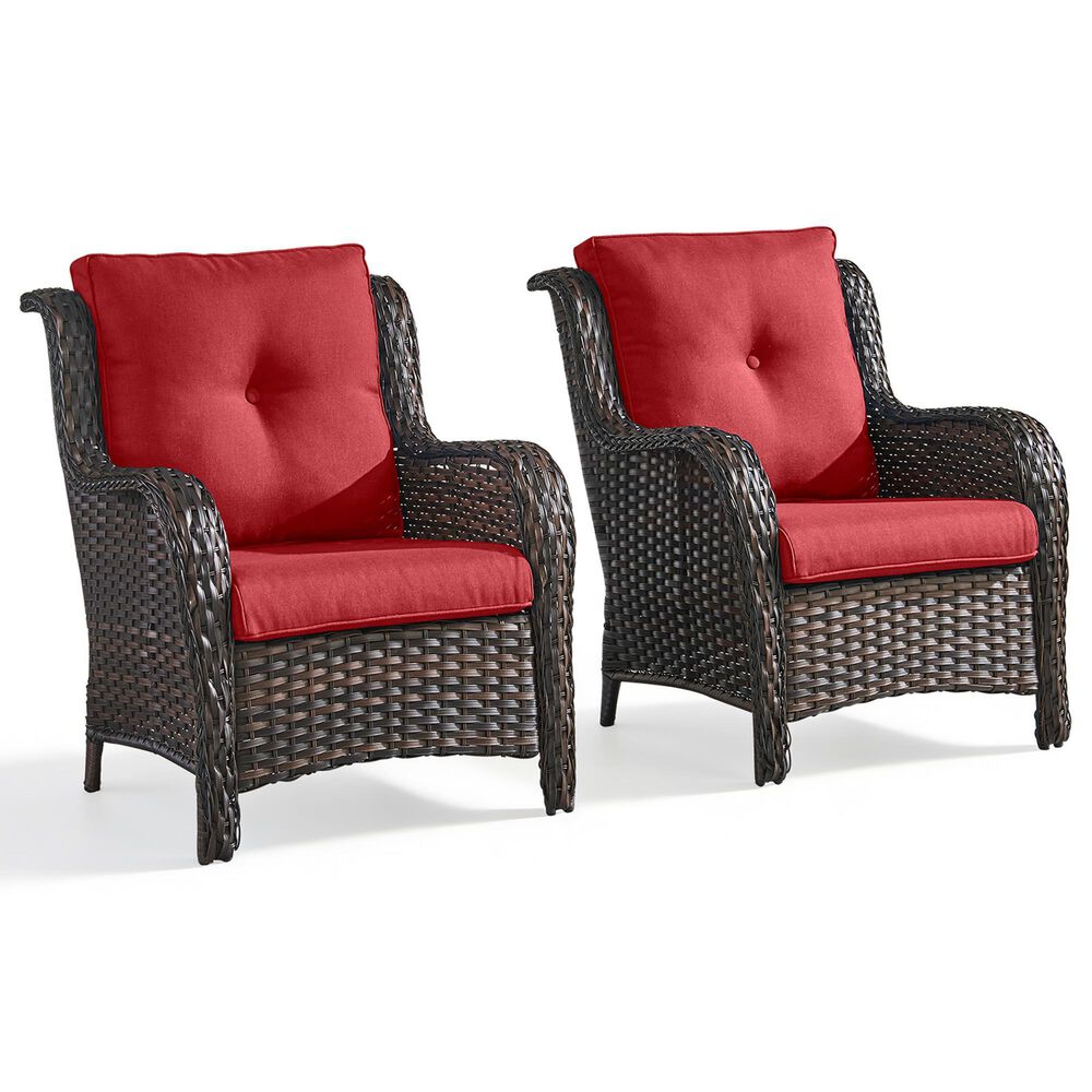 Sunwell Garden Patio Chair with Brown Frame in Red (Set of 2), , large