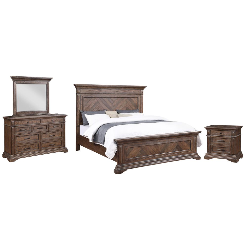 New Heritage Mar Vista 4 Piece King Bedroom Set in Brushed Walnut, , large