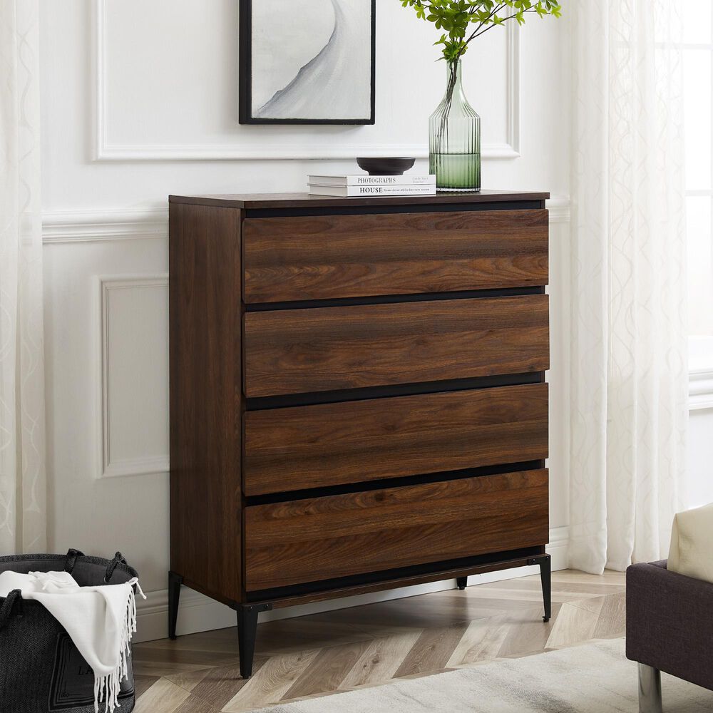 Walker Edison Elroy 4-Drawer Chest in Dark Walnut, , large