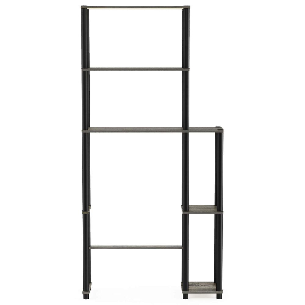 HOMLUX Turn-N-Tube 5-Shelf Toilet Space Saver in French Oak Grey and Black, , large