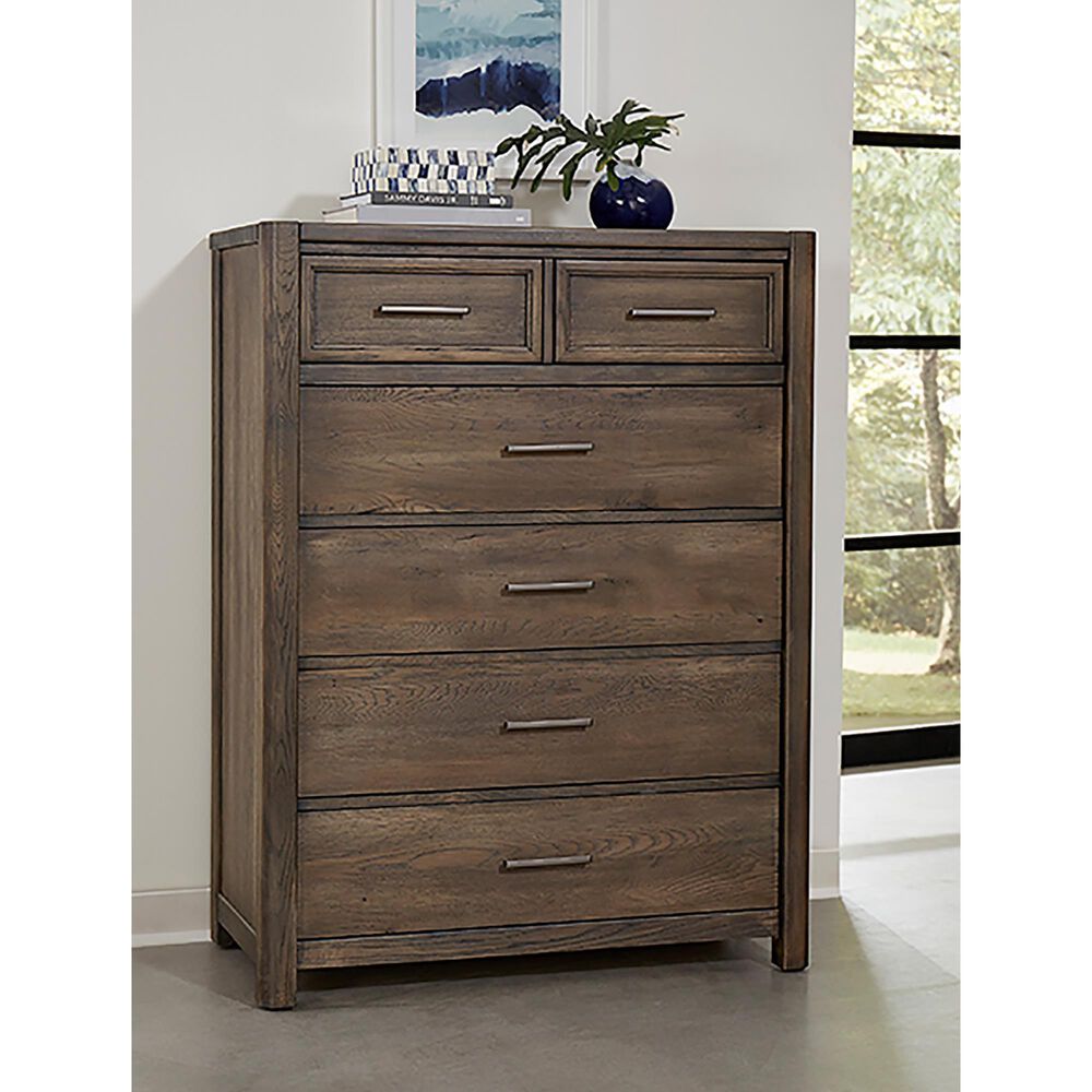Viceray Collections Crafted Oak 5-Drawer Chest in Aged Gray, , large
