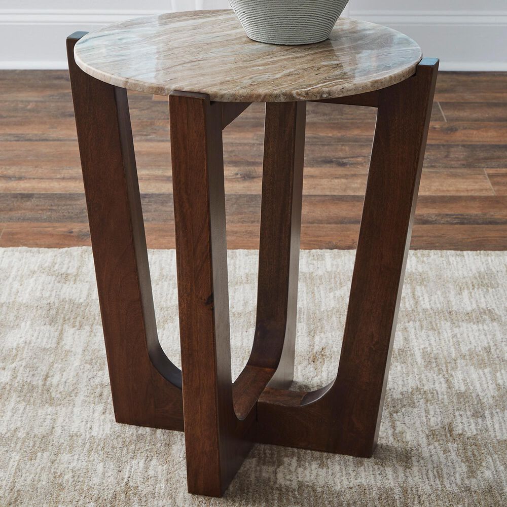 Ashley Tanidore Round End Table in Warm Brown, , large