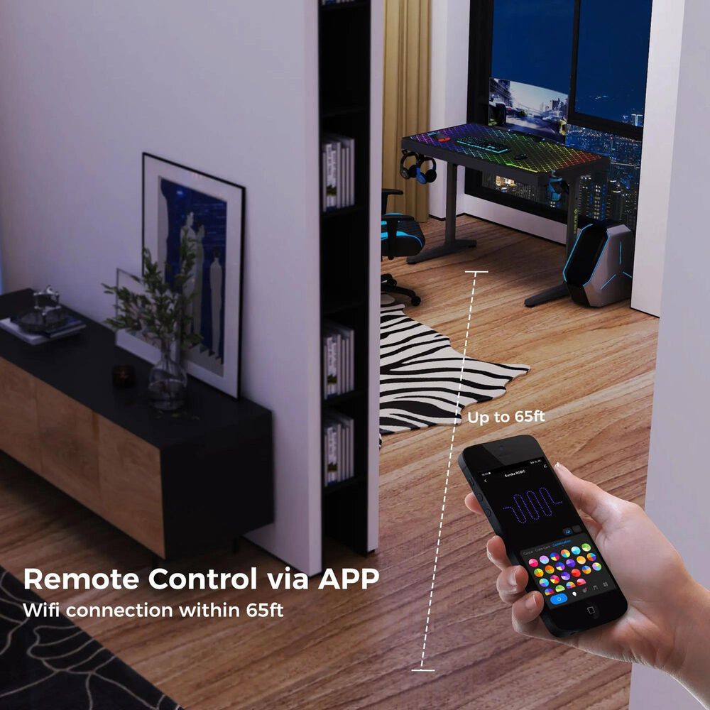 Eureka Ergonomic LED Glass Desktop Gaming Desk in Black, , large