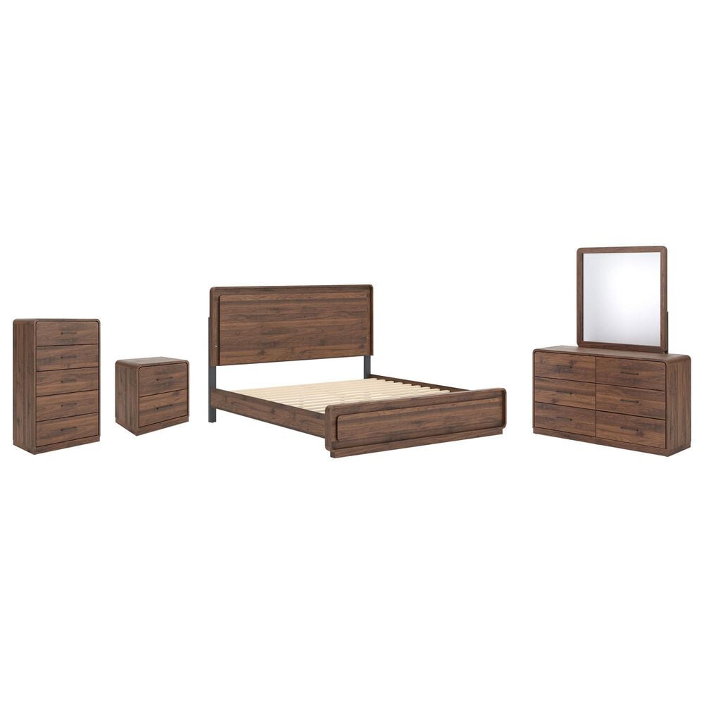 Ashley Fortlorn 5-Piece King Bedroom Set in Walnut Brown with LED Light, , large