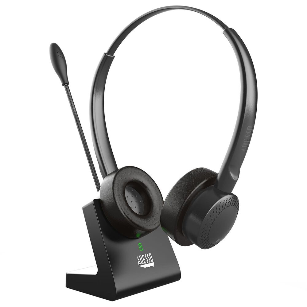 Adesso Stereo Bluetooth Headset with Microphone and Charging Dock in Black, , large