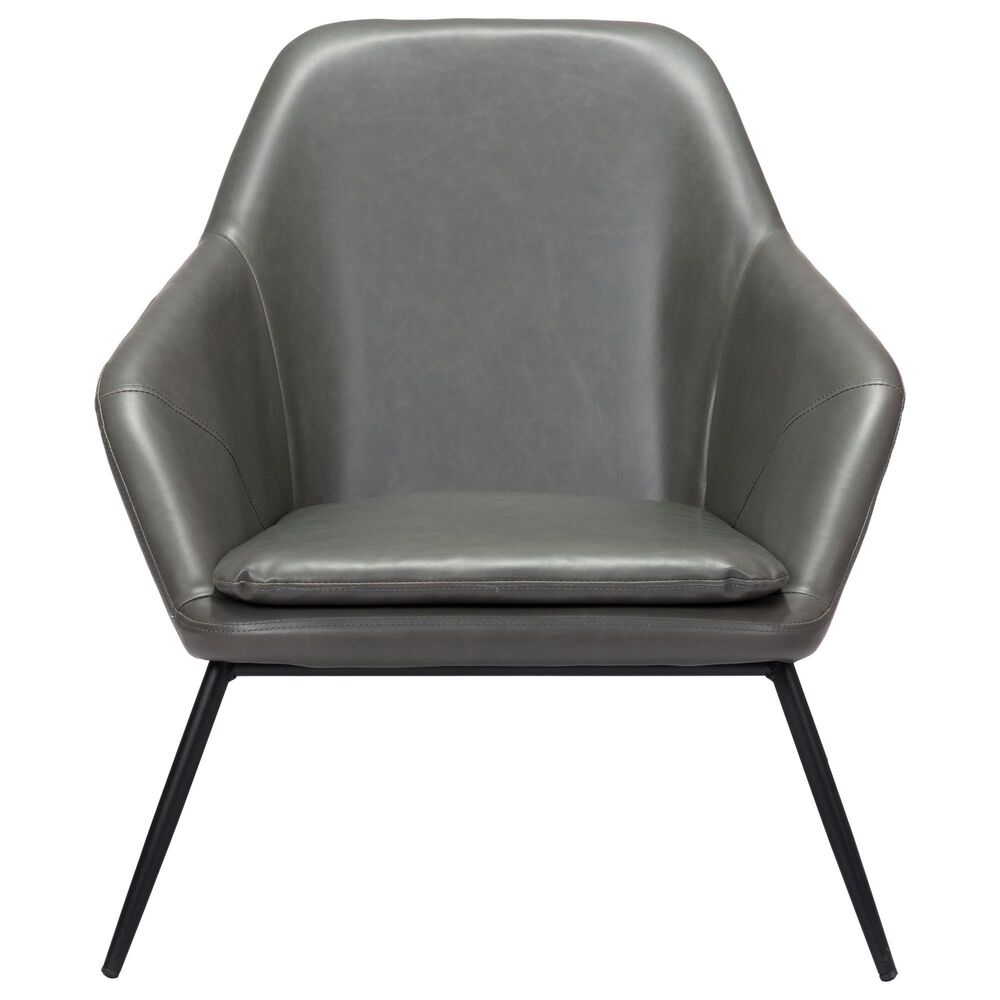 Zuo Modern Manuel Accent Chair in Gray Faux Leather, , large